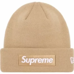 SUPREME NEW ERA BOX LOGO BEANIE BEIGE