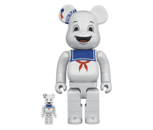 BEARBRICK 100% 400% GHOSTBUSTERS STAY PUFT MARSHMALLOW MAN WHITE CHROME