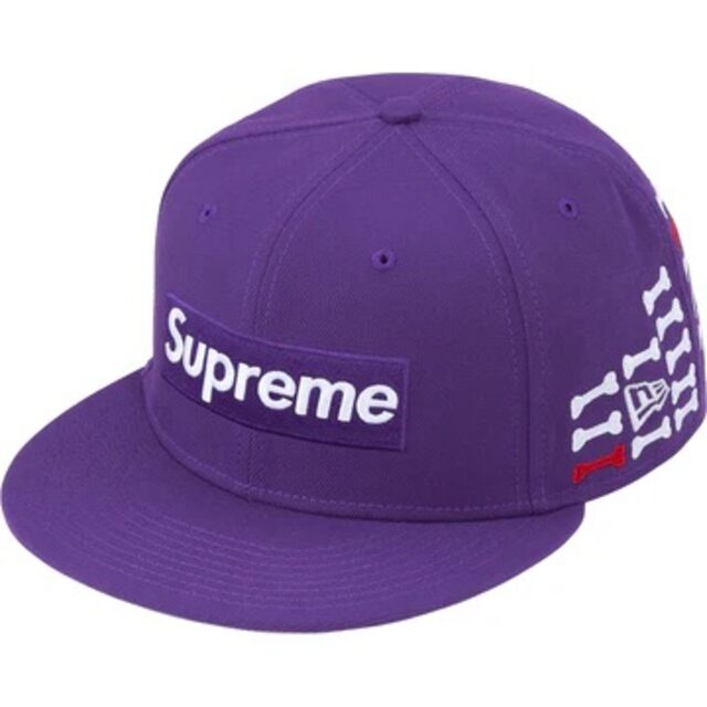 SUPREME BONES BOX LOGO NEW ERA HAT PURPLE
