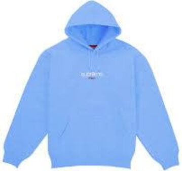 SUPREME CLASSIC LOGO MILAN SHOP HOODED SWEATSHIRT LIGHT BLUE