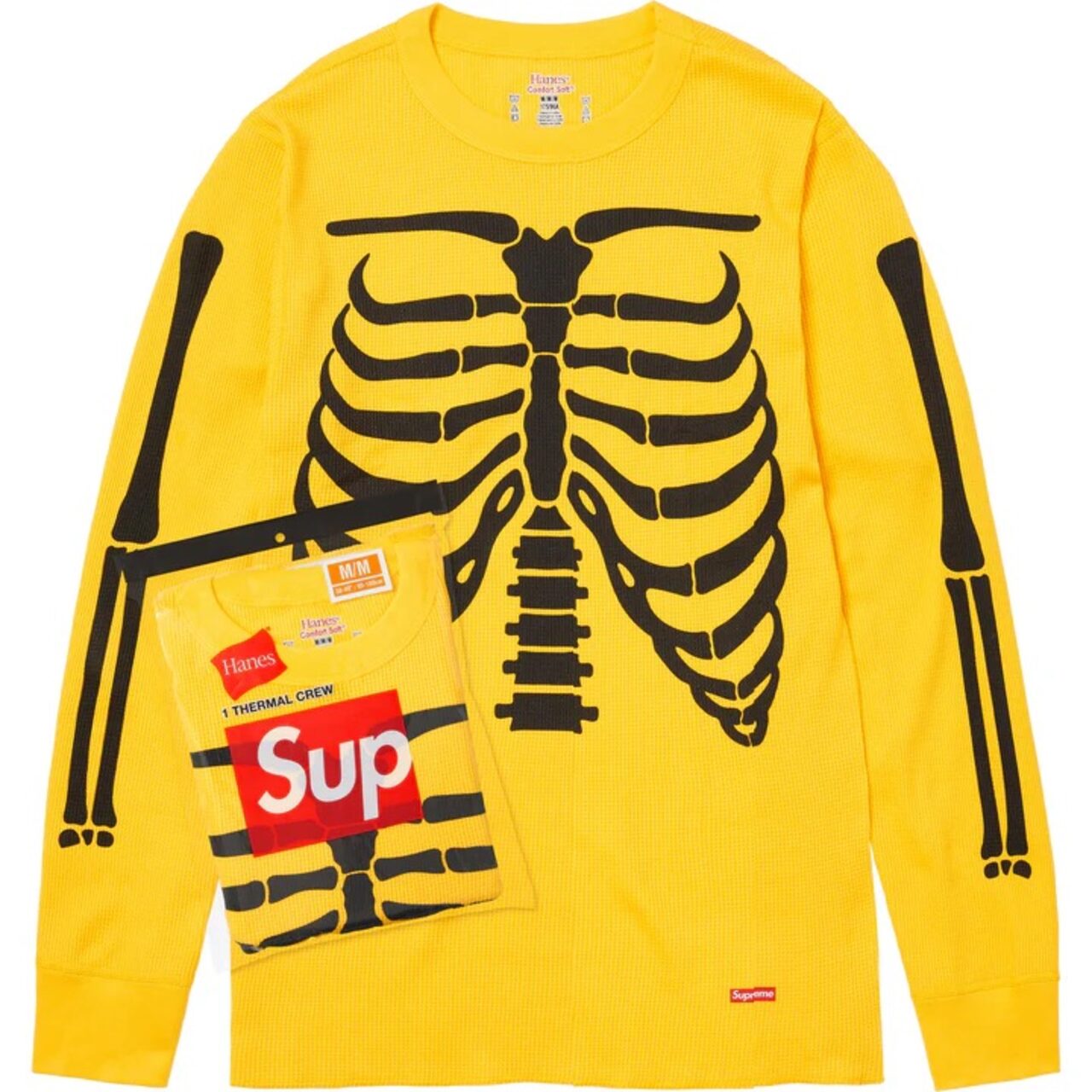 SUPREME HANES BONES THERMAL CREW FW25 YELLOW