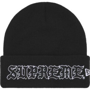 SUPREME NEW ERA OLD ENGLISH BEANIE BLACK