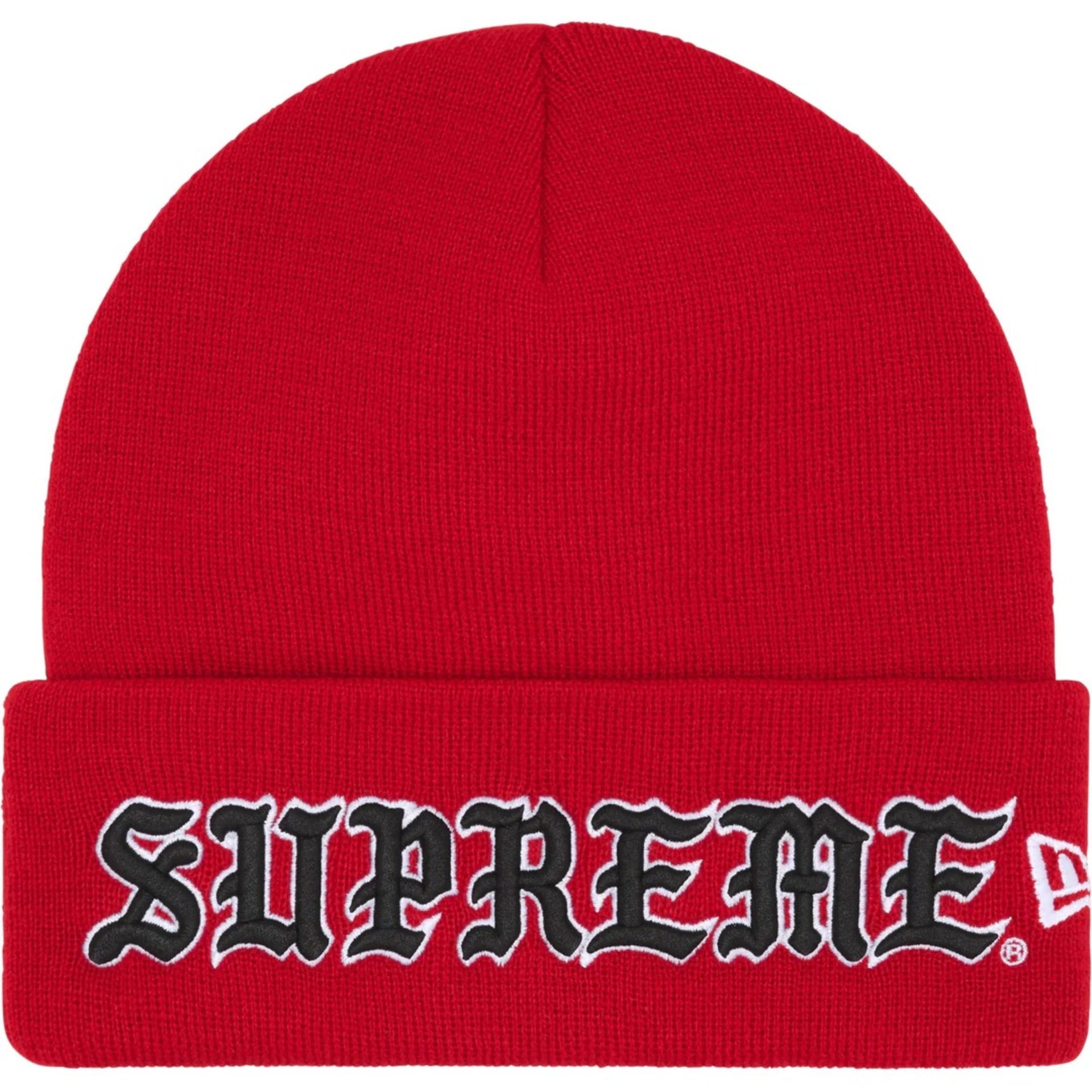 SUPREME NEW ERA OLD ENGLISH BEANIE RED