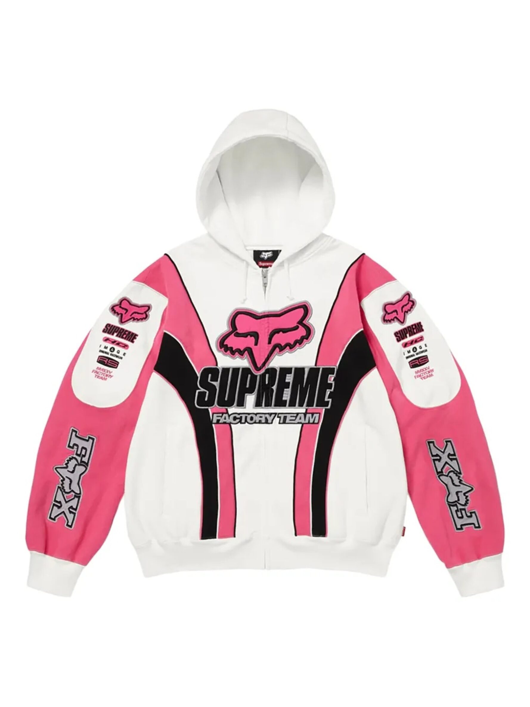 FOX RACING ZIP UP HOODIE SWEATSHIRT WHITE