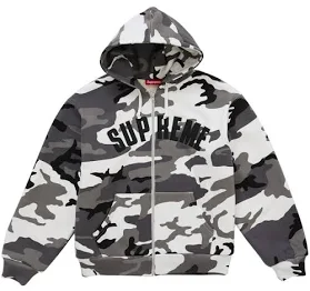 ARC THERMAL LINED ZIP UP HOODED SWEATSHIRT SNOW CAMO