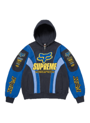 FOX RACING ZIP UP HOODIE SWEATSHIRT BLUE