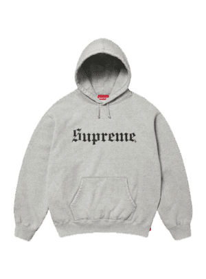 WASHED OLD ENGLISH HOODED SWEATSHIRT HEATHER GREY