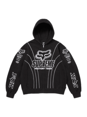 FOX RACING ZIP UP HOODIE SWEATSHIRT BLACK