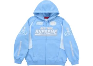 SUPREME FOOTBALL ZIP UP HOODED SWEATSHIRT LIGHT BLUE