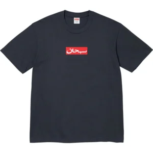 SUPREME ARABIC BOX LOGO TEE NAVY