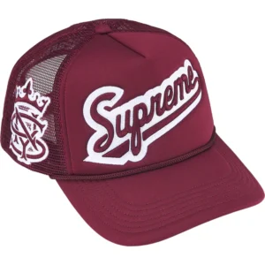 SUPREME HAT UNIVERSITY MESH BACK 5 PANEL BORDEAUX
