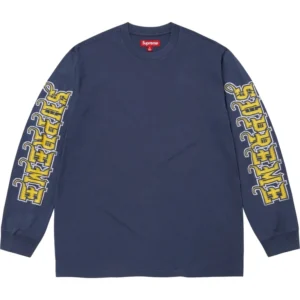 SUPREME-INTARSIA-SLEEVE-LONG-SLEEVE-TOP-FW25-NAVY