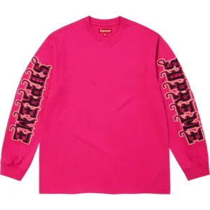 SUPREME-INTARSIA-SLEEVE-LONG-SLEEVE-TOP-FW25-PINK