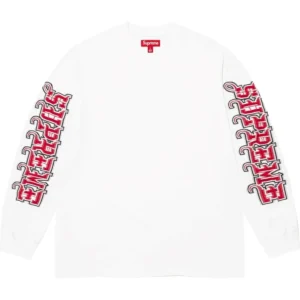 SUPREME-INTARSIA-SLEEVE-LONG-SLEEVE-TOP-FW25-WHITE