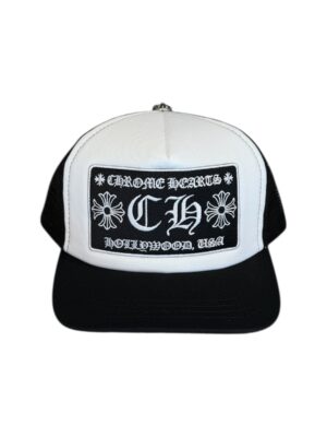 CHROME HEARTS CH HOLLYWOOD TRUCKER HAT BLACK/WHITE
