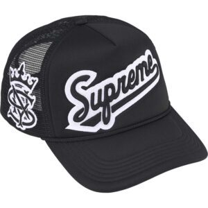 SUPREME HAT UNIVERSITY MESH BACK 5 PANEL BLACK