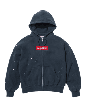 SUPREME MM6 MAISON MARGIELA BOX LOGO ZIP UP HOODED SWEATSHIRT NAVY