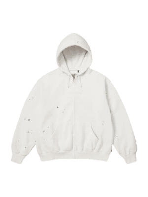 SUPREME MM6 MAISON MARGIELA BOX LOGO ZIP UP HOODED SWEATSHIRT WHITE